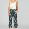 Watercolor Botanic Straight Pant With Step Hem