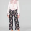 Watercolor Botanic Straight Pant With Step Hem