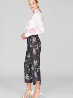 Watercolor Botanic Straight Pant With Step Hem