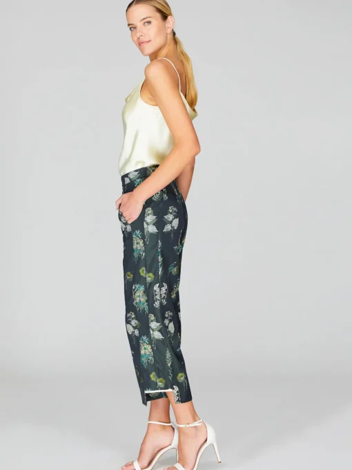 Watercolor Botanic Straight Pant With Step Hem