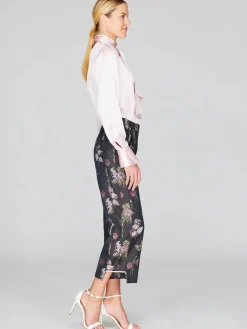 Watercolor Botanic Straight Pant With Step Hem