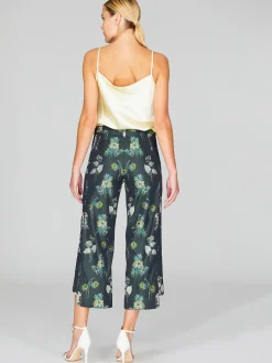 Watercolor Botanic Straight Pant With Step Hem