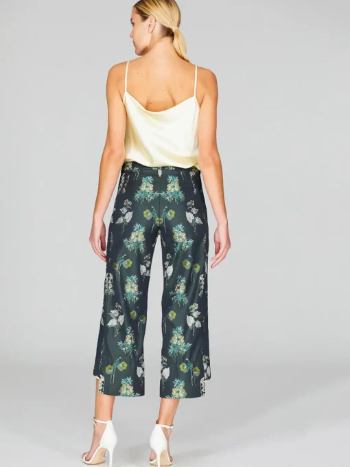 Watercolor Botanic Straight Pant With Step Hem